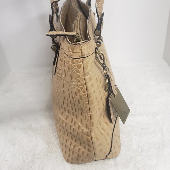 Etienne Aigner Tan Croc Embossed Leather Shoulder Tote Bag - Picture 6 of 16